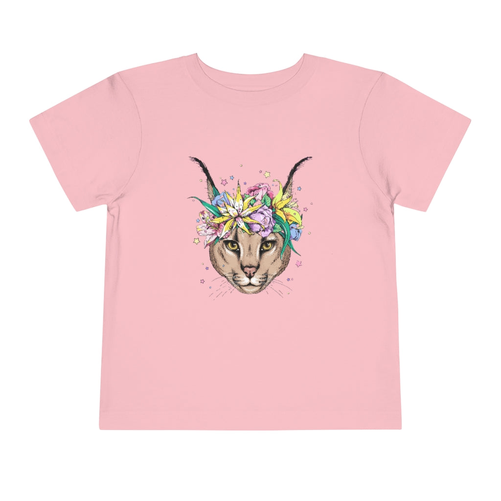 Kids Short Sleeve Tee "Caracal with flowers"