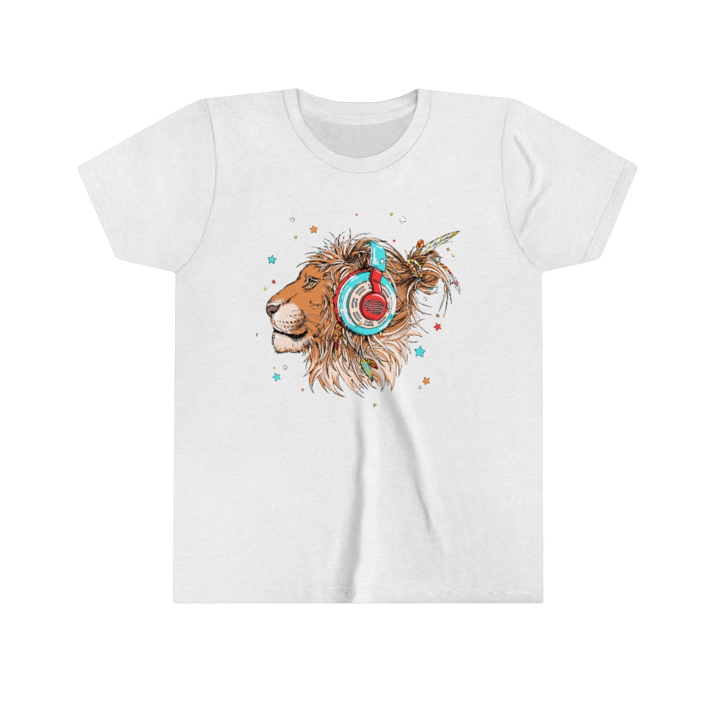 Youth Short Sleeve Tee "Lion & headphones"