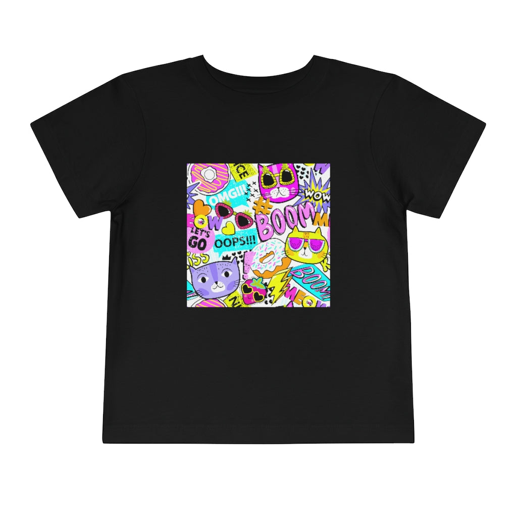 Kids Short Sleeve Tee "Funny cats in sunglasses Abstract pattern"