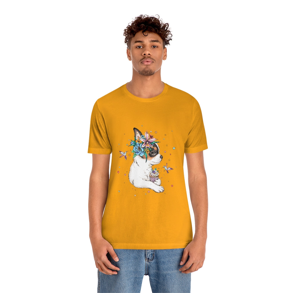 Unisex Jersey Short Sleeve Tee "Chihuahua puppy & cupcake"