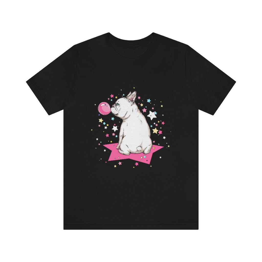 Unisex Jersey Short Sleeve Tee "French white bulldog & stars"