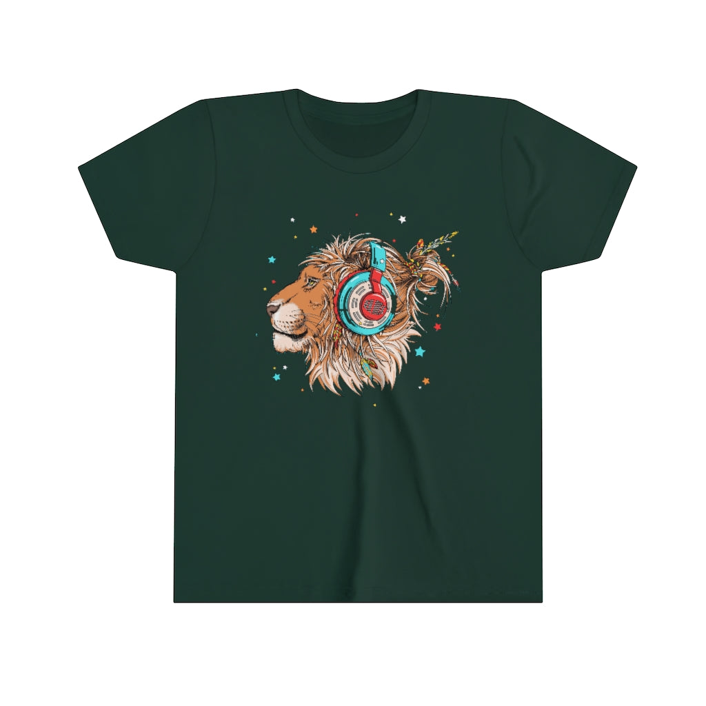 Youth Short Sleeve Tee "Lion & headphones"