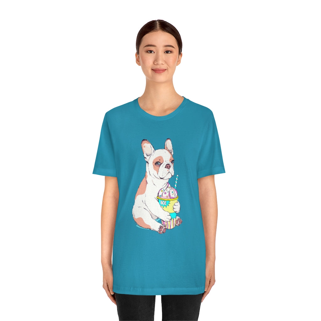 Unisex Jersey Short Sleeve Tee "French bulldog & ice cream"