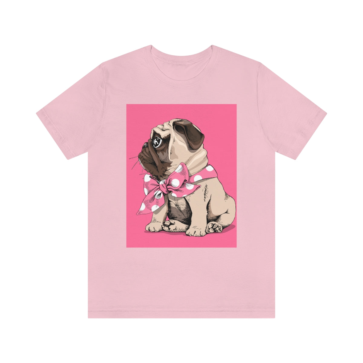 Unisex Jersey Short Sleeve Tee "Puppy Pug with a bow tie"