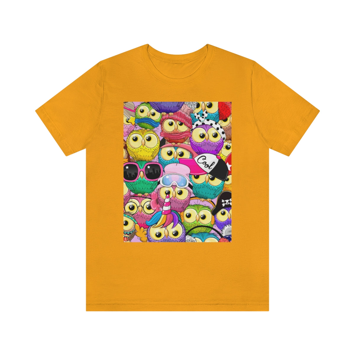 Unisex Jersey Short Sleeve Tee "Colorful Pattern with cute cartoon owls"