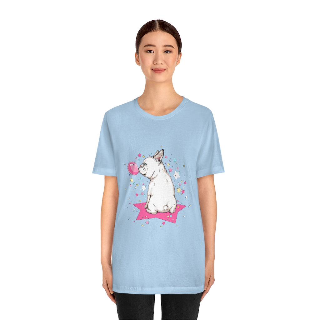 Unisex Jersey Short Sleeve Tee "French white bulldog & stars"