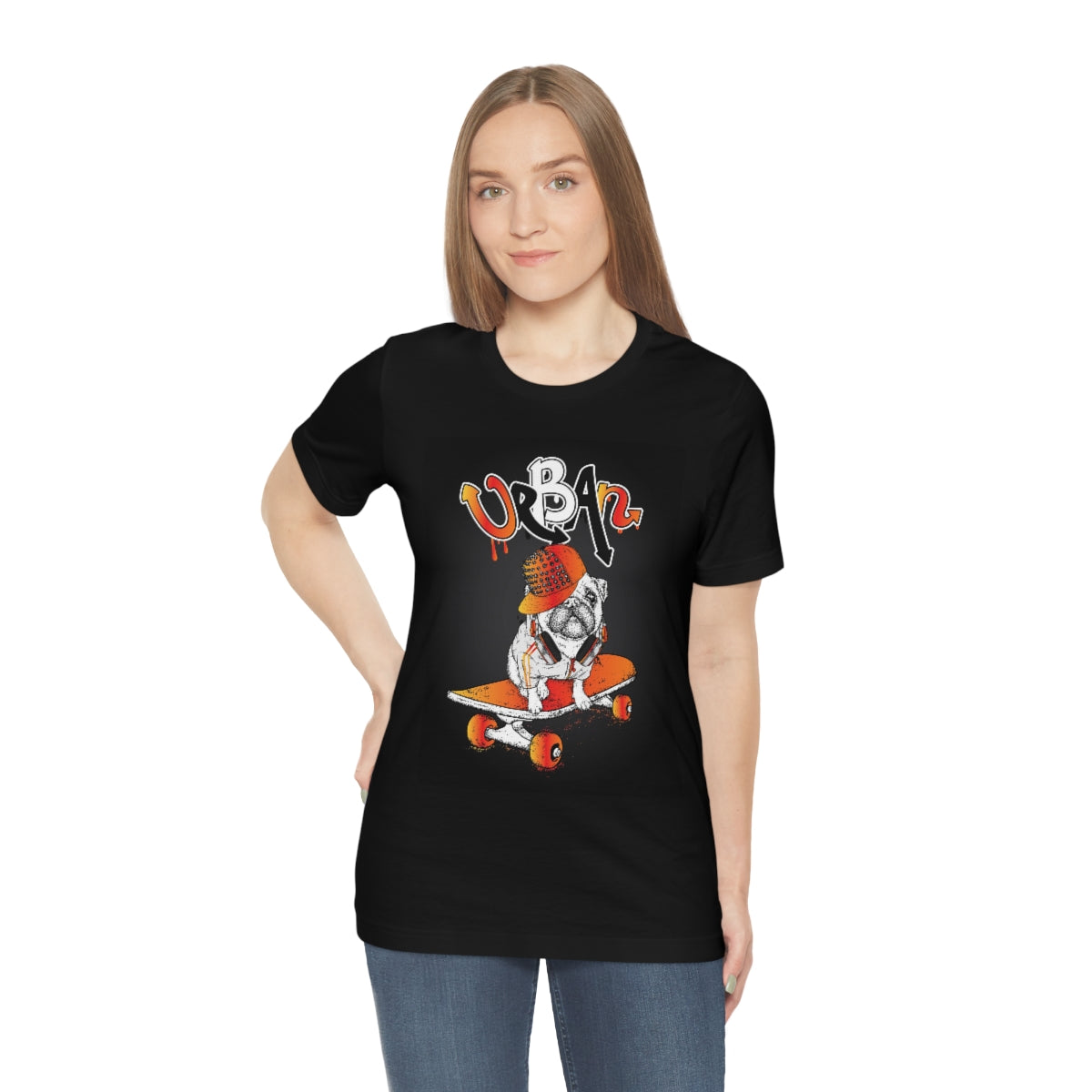 Unisex Jersey Short Sleeve Tee "Funny pug on a skateboard."