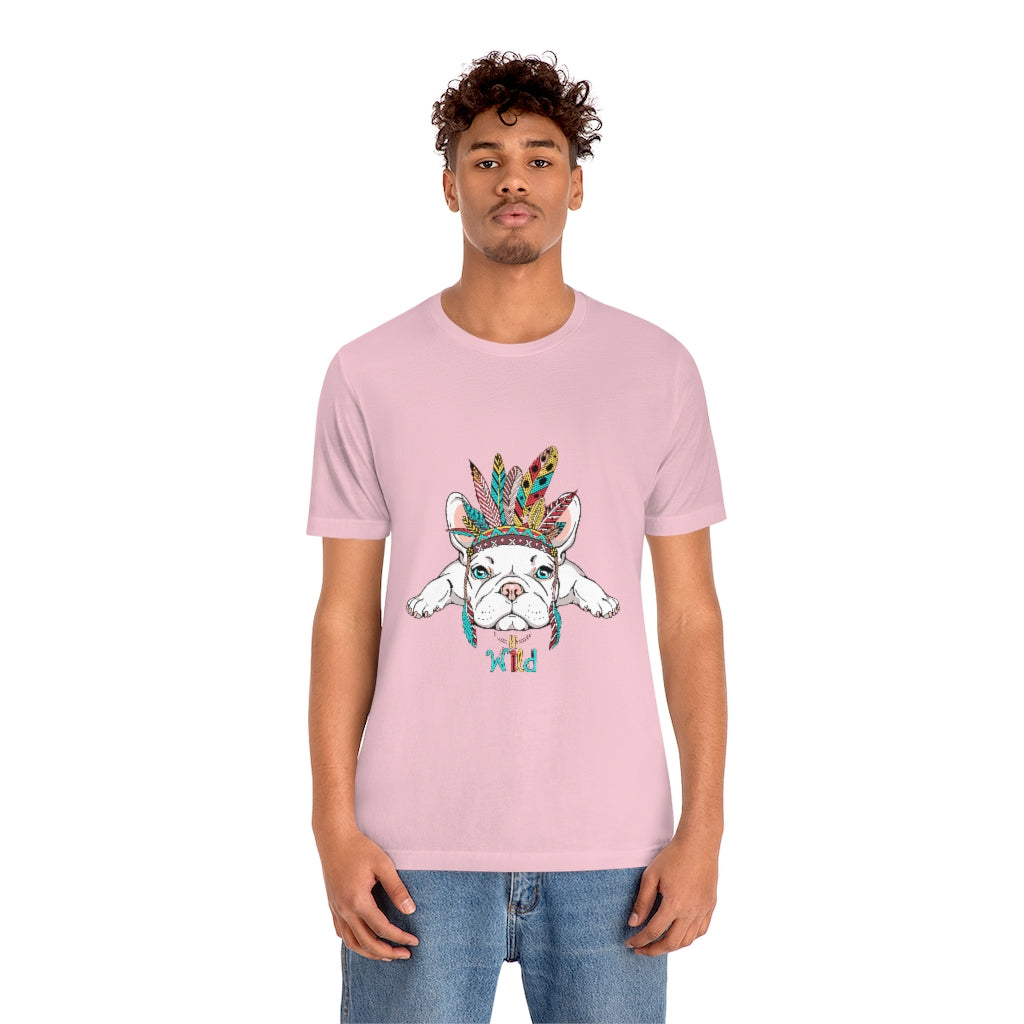 Unisex Jersey Short Sleeve Tee "French bulldog in Indian headdress"