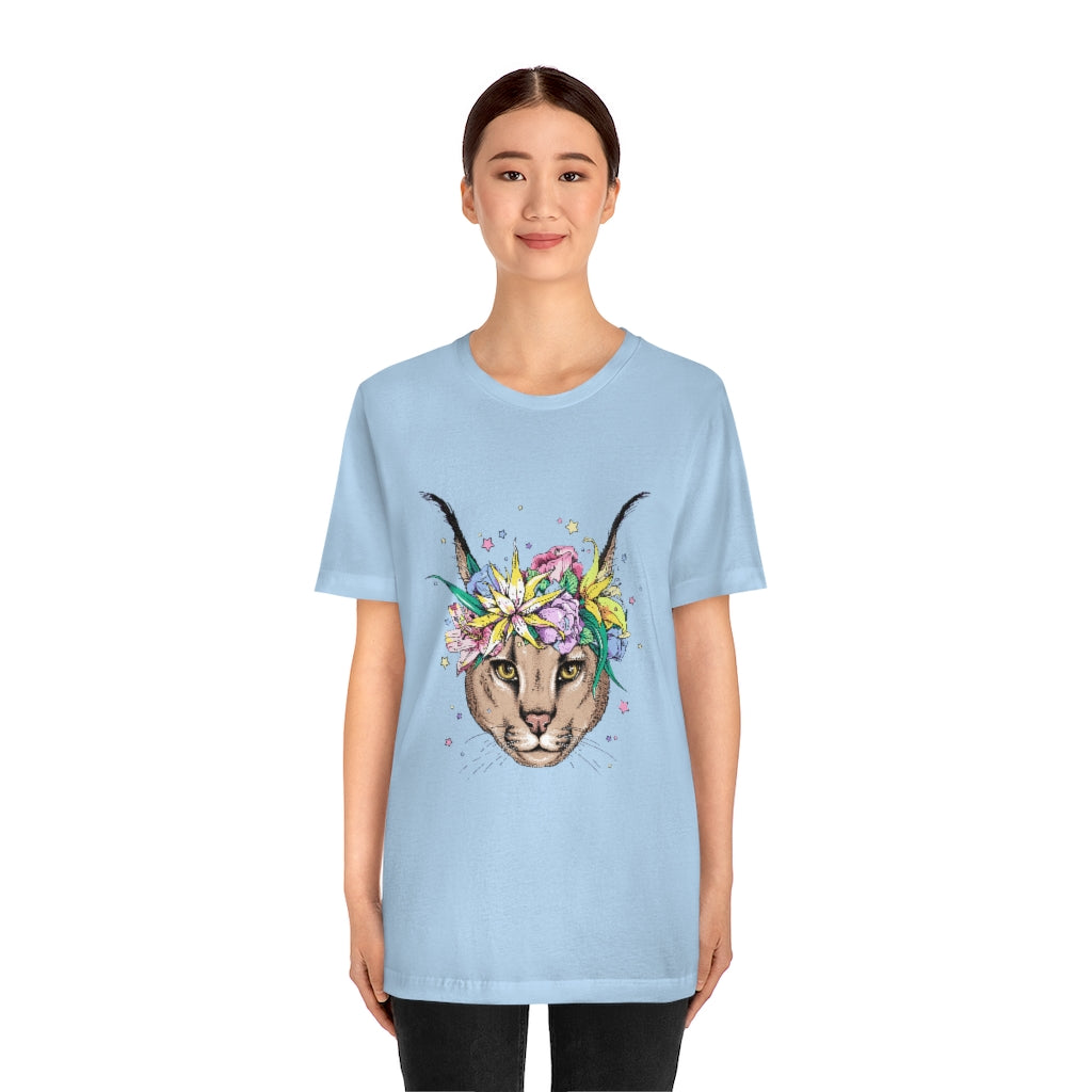 Unisex Jersey Short Sleeve Tee "Caracal with flowers"