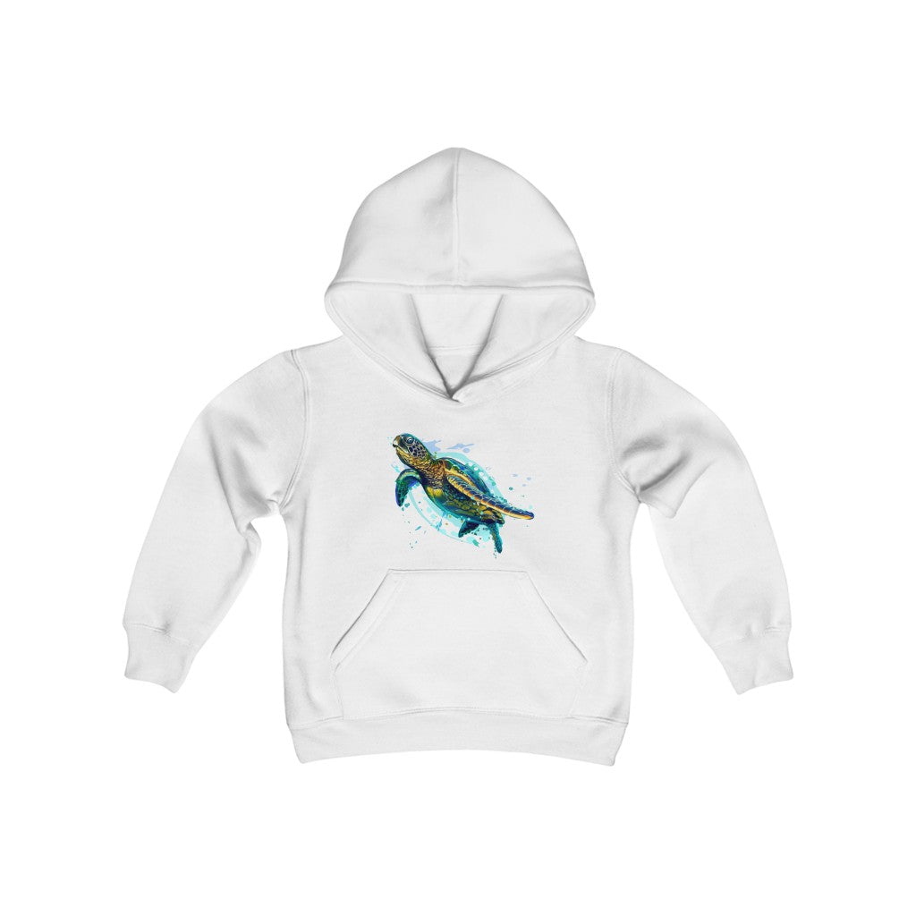 Youth Heavy Blend Hooded Sweatshirt "Sea colorful turtle"