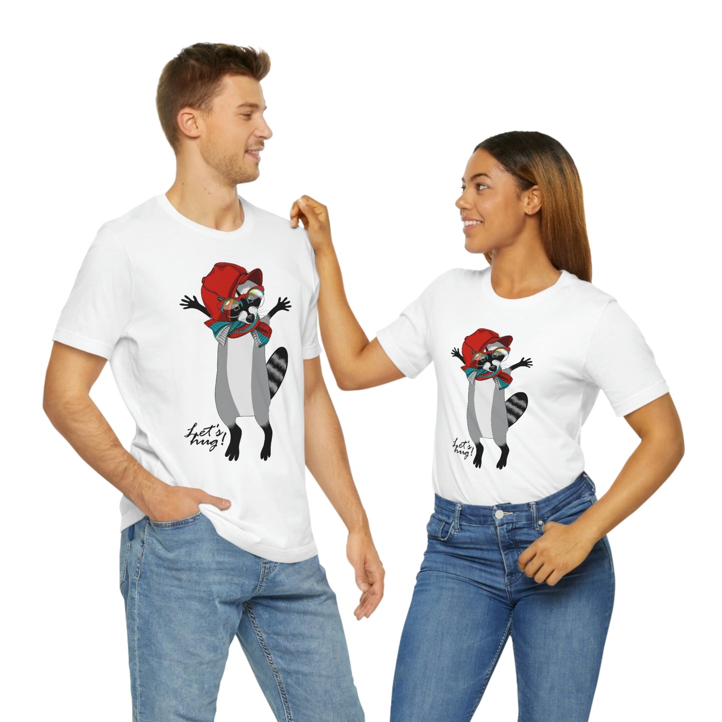 Unisex Jersey Short Sleeve Tee "Raccoon let's hug"