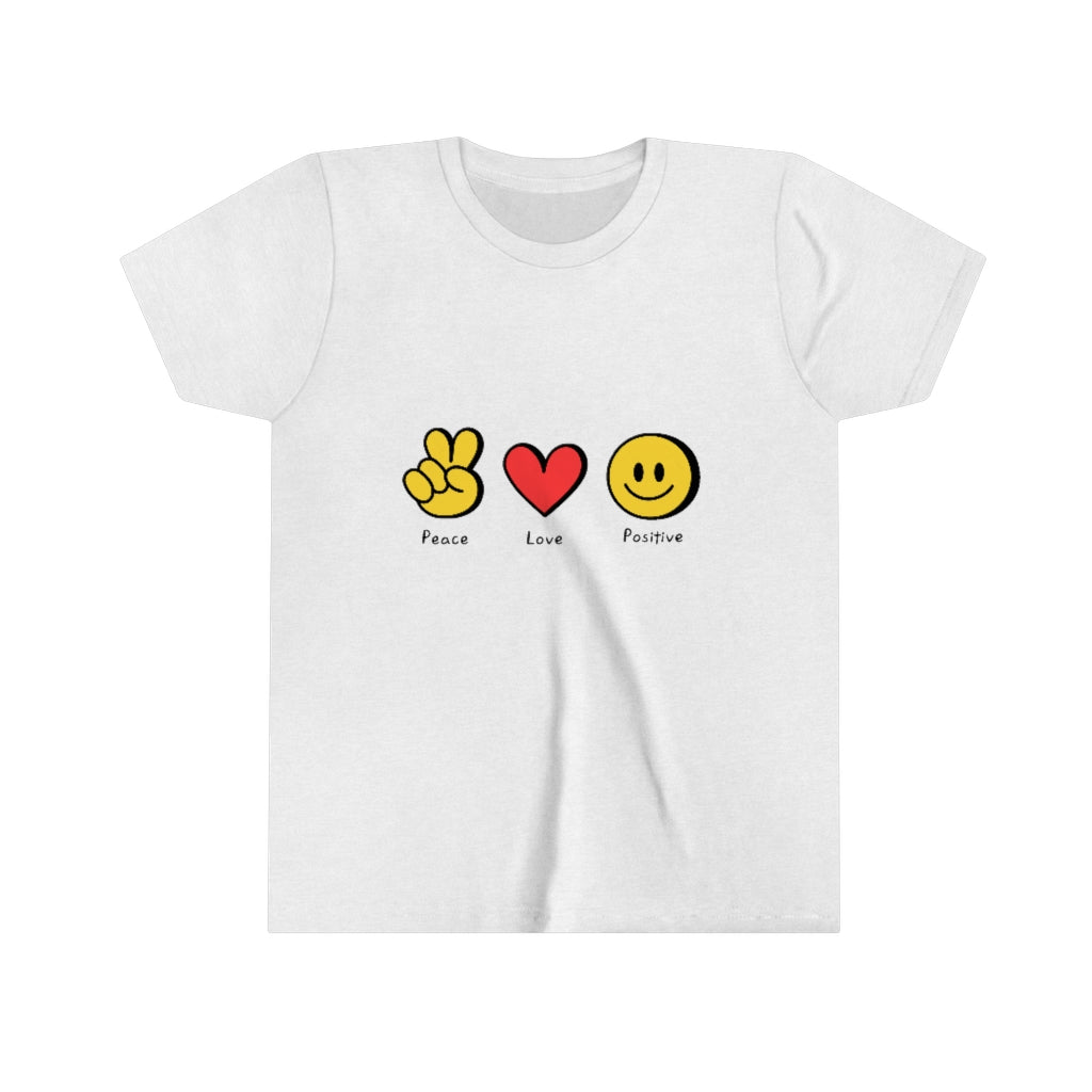Youth Short Sleeve Tee "Peace, love, positive"