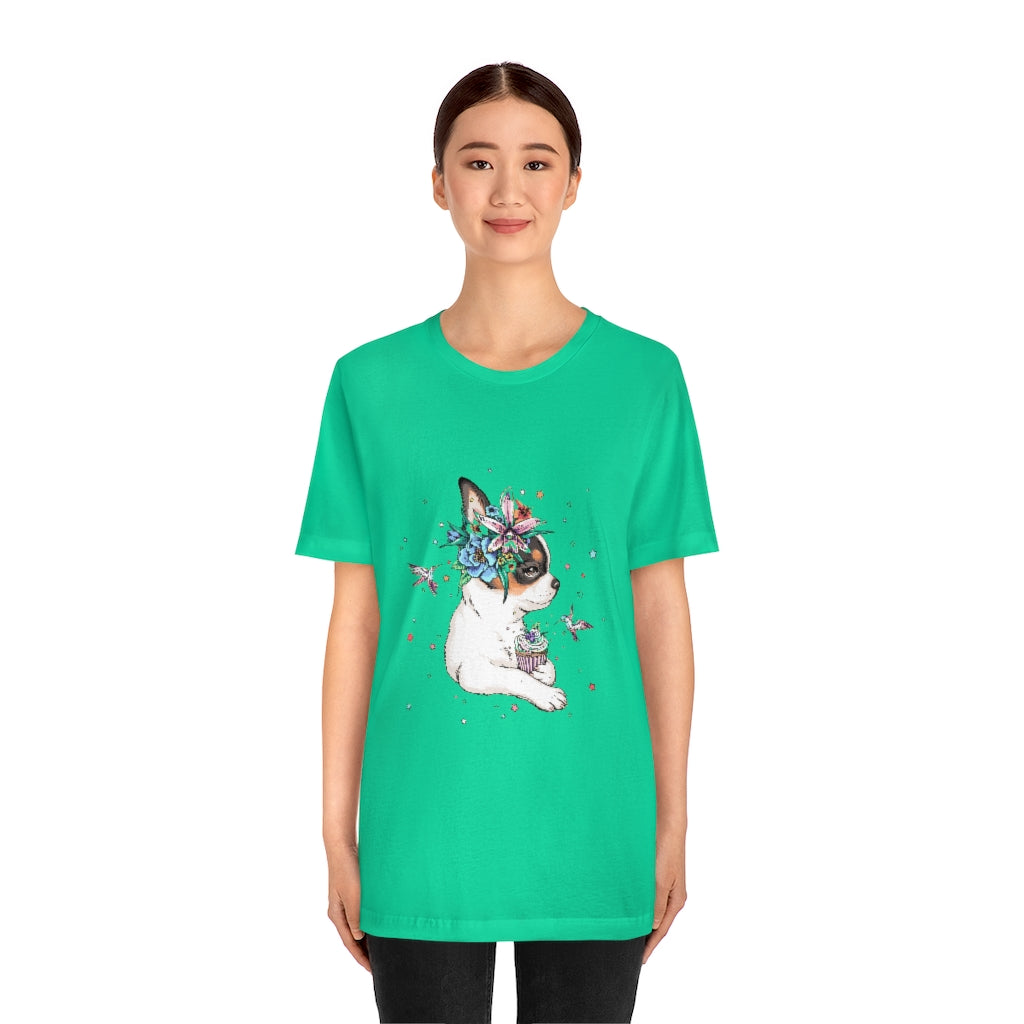 Unisex Jersey Short Sleeve Tee "Chihuahua puppy & cupcake"