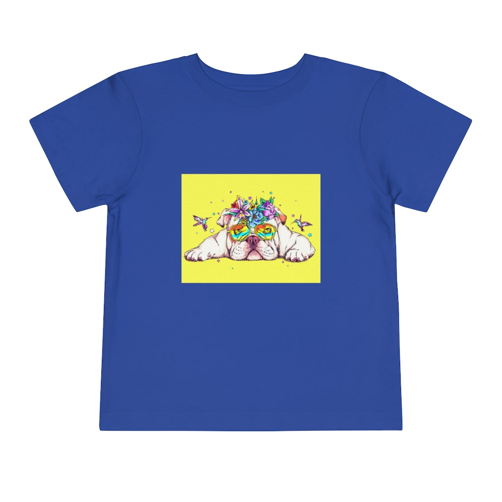 Kids Short Sleeve Tee "English bulldog & bird"