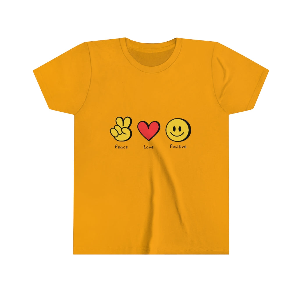 Youth Short Sleeve Tee "Peace, love, positive"