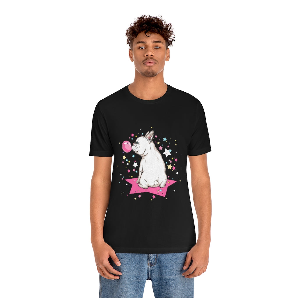 Unisex Jersey Short Sleeve Tee "French white bulldog & stars"