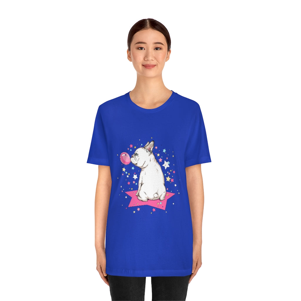 Unisex Jersey Short Sleeve Tee "French white bulldog & stars"