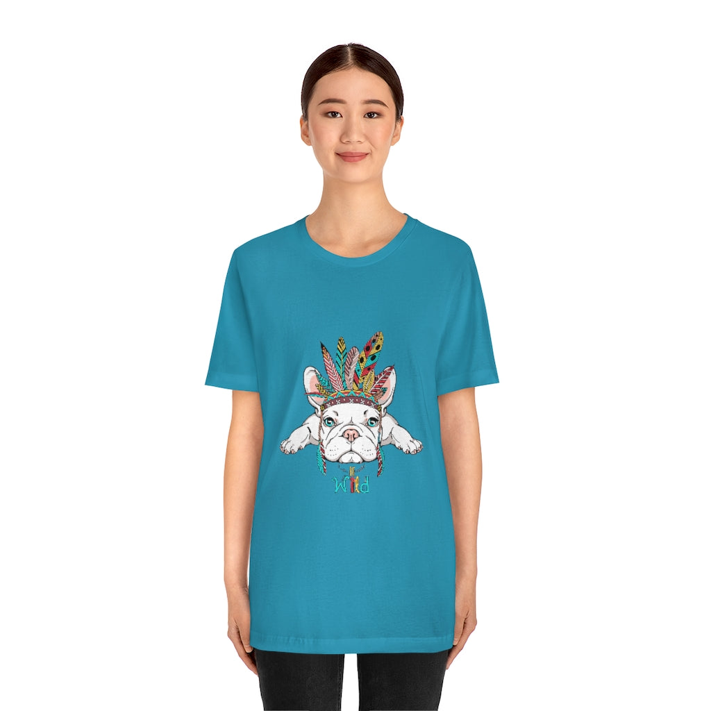 Unisex Jersey Short Sleeve Tee "French bulldog in Indian headdress"