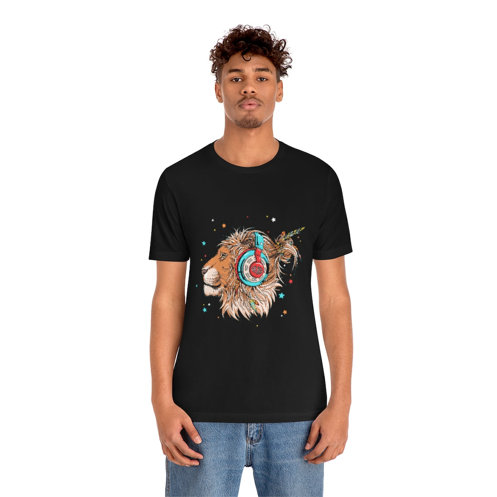 Unisex Jersey Short Sleeve Tee "Lion & headphones"