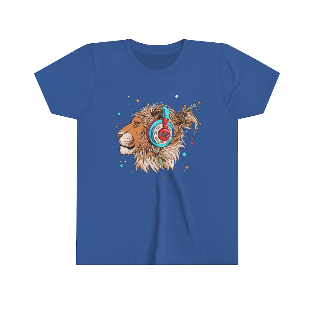 Youth Short Sleeve Tee "Lion & headphones"