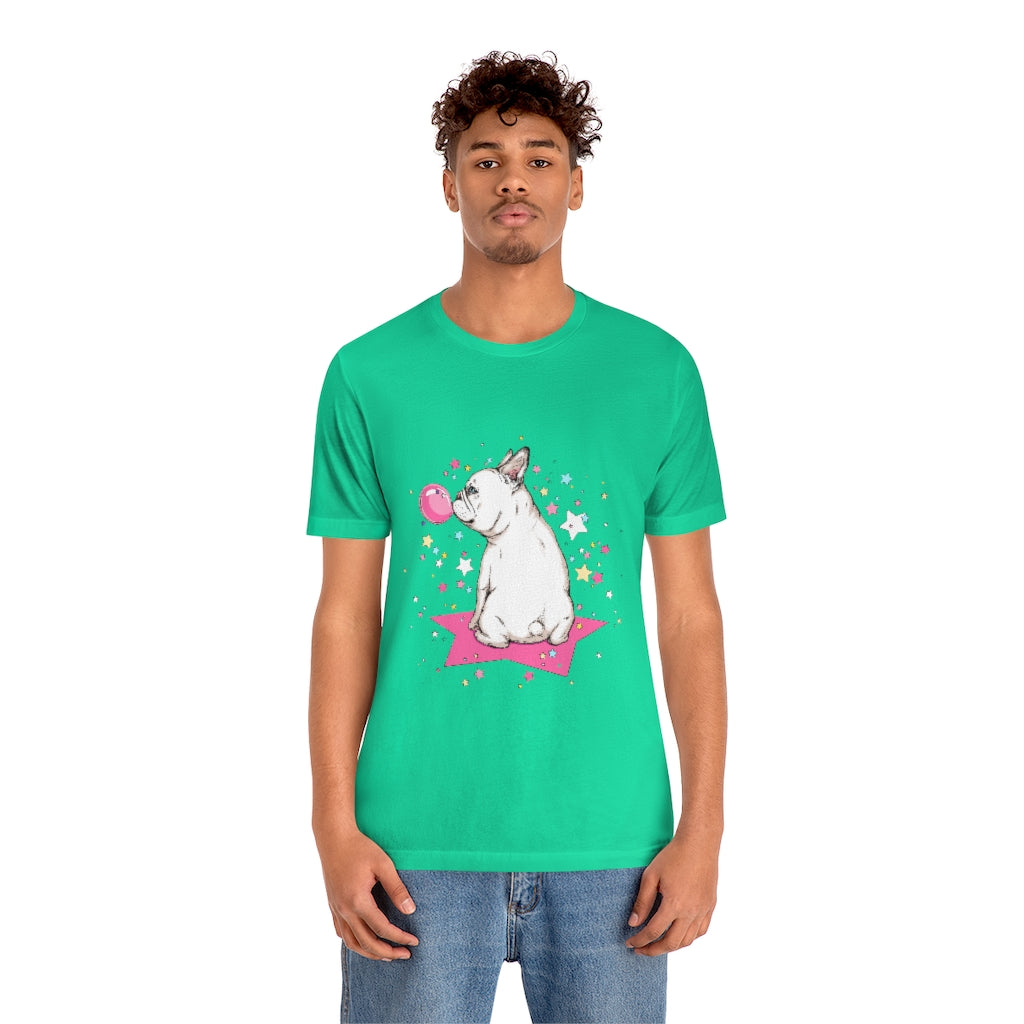 Unisex Jersey Short Sleeve Tee "French white bulldog & stars"