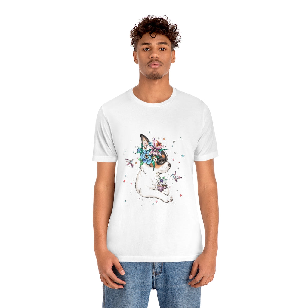Unisex Jersey Short Sleeve Tee "Chihuahua puppy & cupcake"