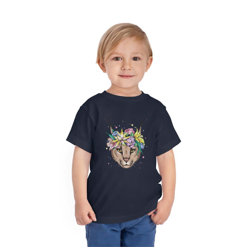 Kids Short Sleeve Tee "Caracal with flowers"