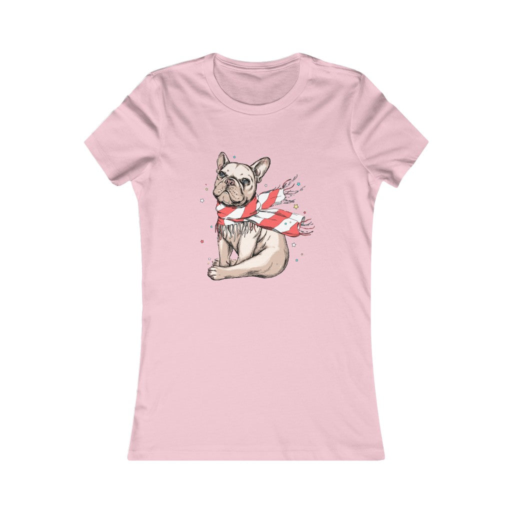 Women's Favorite Tee "French bulldog in a striped scarf"