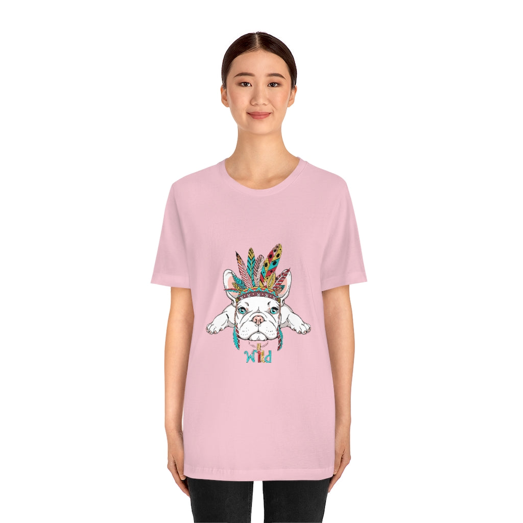 Unisex Jersey Short Sleeve Tee "French bulldog in Indian headdress"