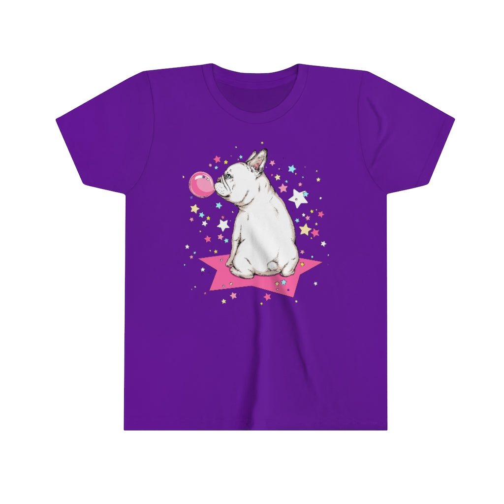 Youth Short Sleeve Tee "French white bulldog & stars"