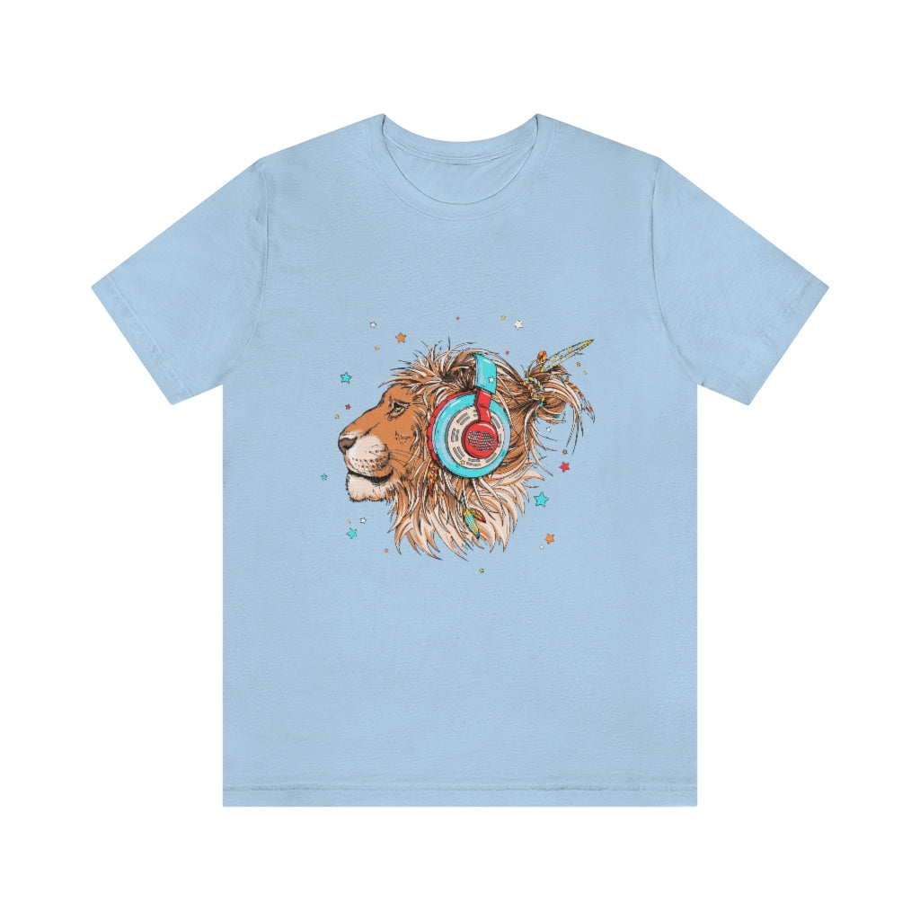 Unisex Jersey Short Sleeve Tee "Lion & headphones"