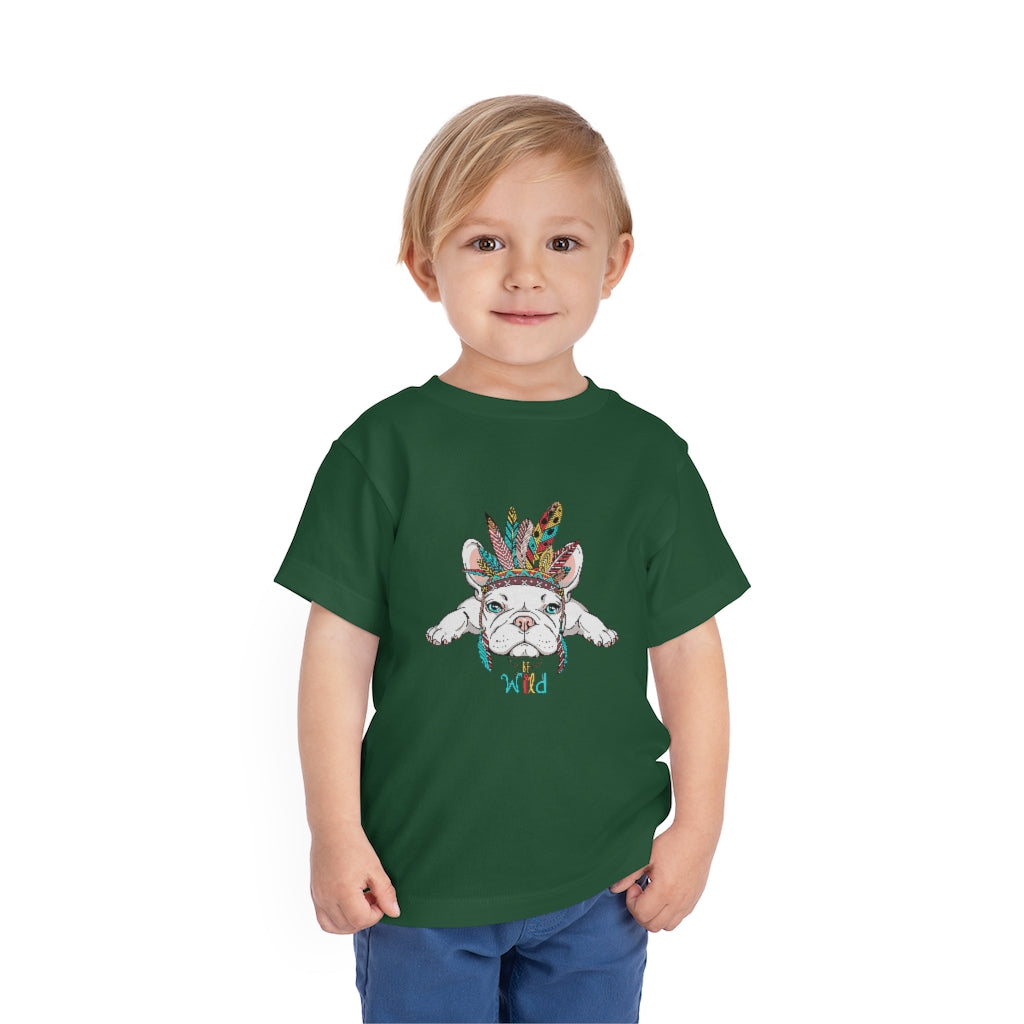 Kids Short Sleeve Tee "French bulldog in Indian headdress"