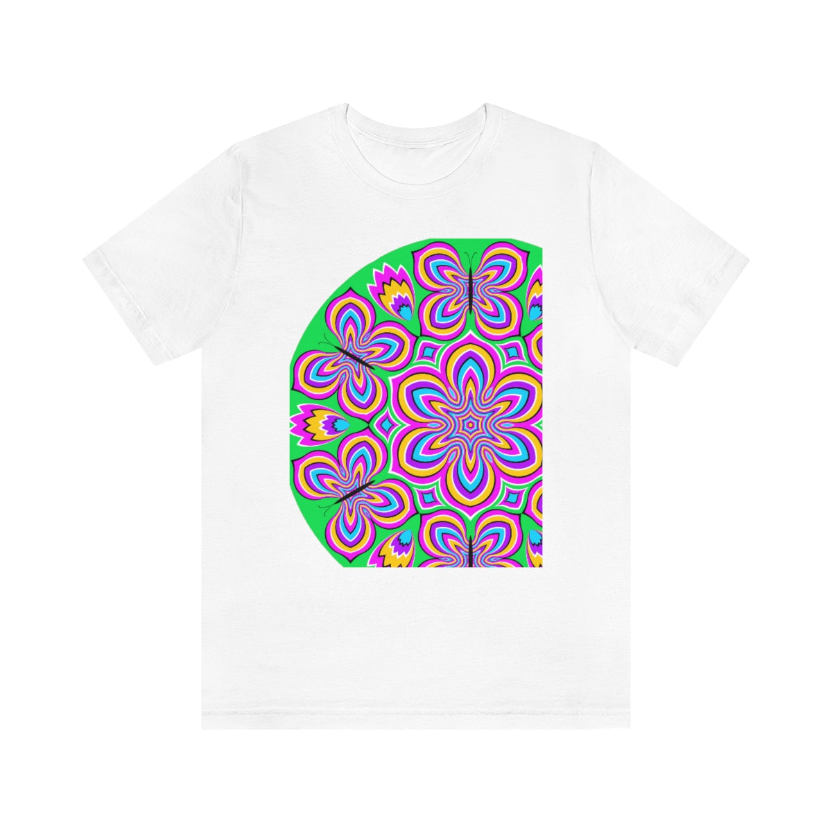 Unisex Jersey Short Sleeve Tee "Optical illusion Colorful flower and butterflies"
