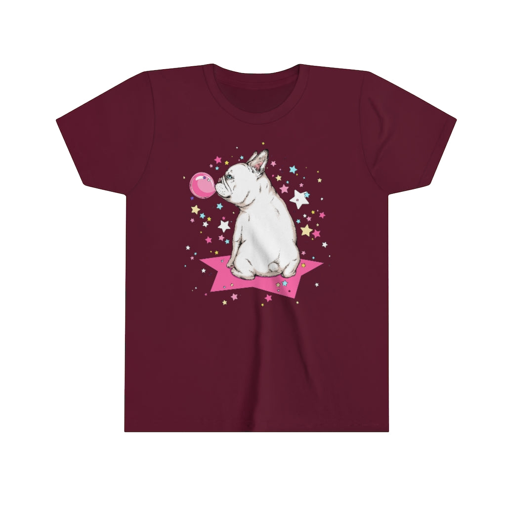 Youth Short Sleeve Tee "French white bulldog & stars"