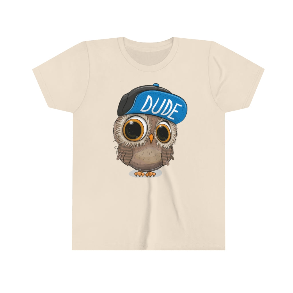 Youth Short Sleeve Tee "Cute Cartoon Owl in a cap"