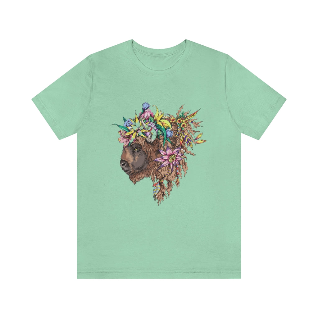 Unisex Jersey Short Sleeve Tee "Bison & flowers"