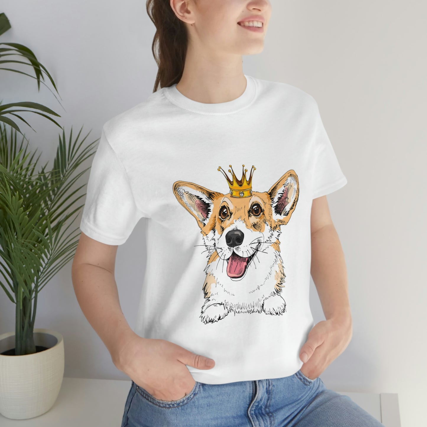 Unisex Jersey Short Sleeve Tee "Smiling corgi"