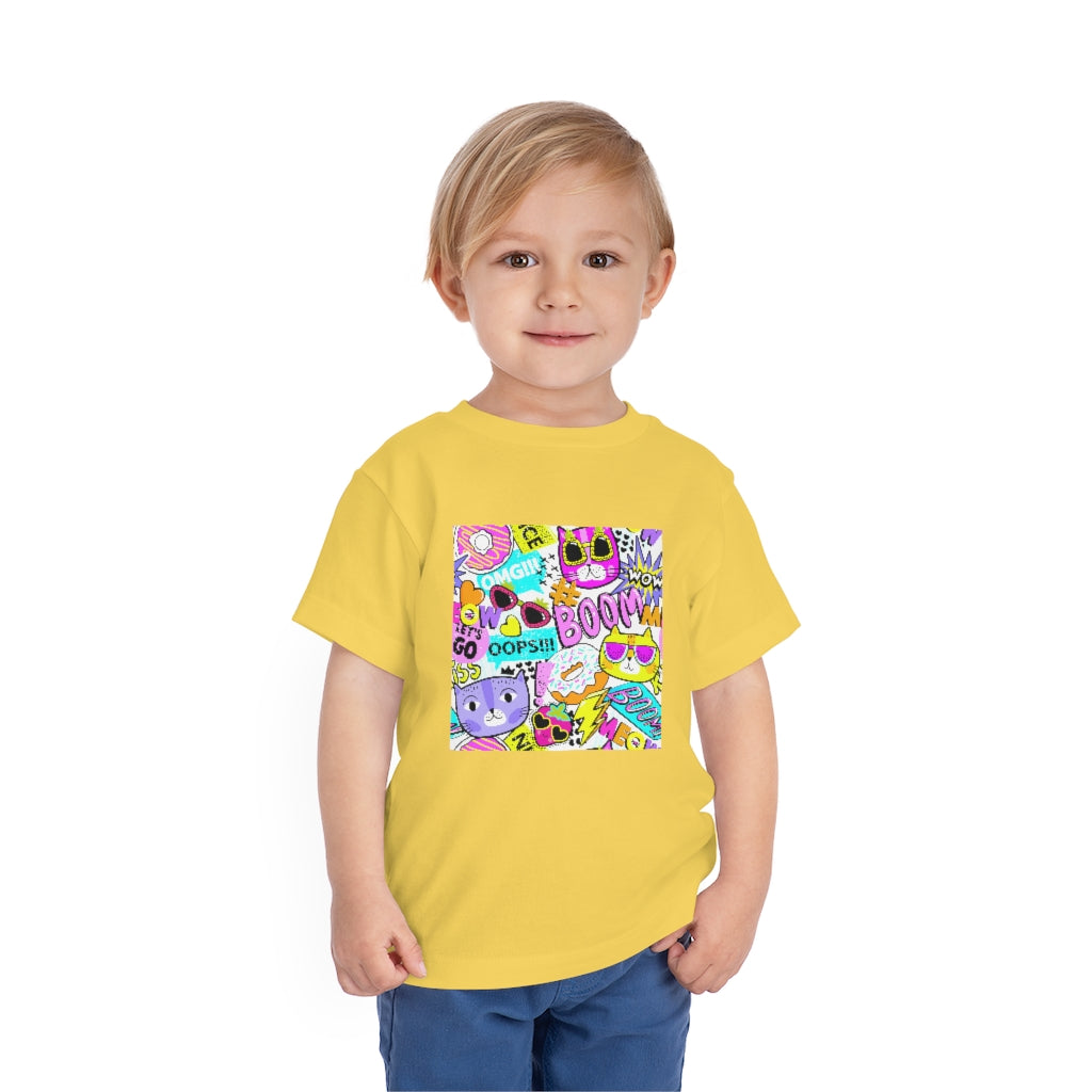 Kids Short Sleeve Tee "Funny cats in sunglasses Abstract pattern"