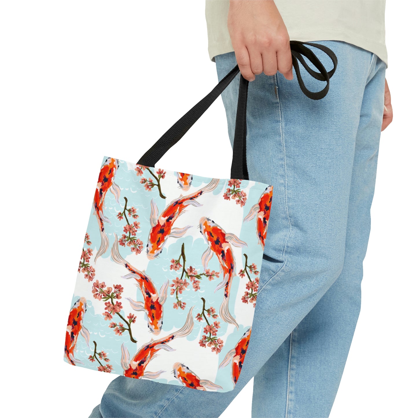 AOP Tote Bag "Fish and sakura pattern"