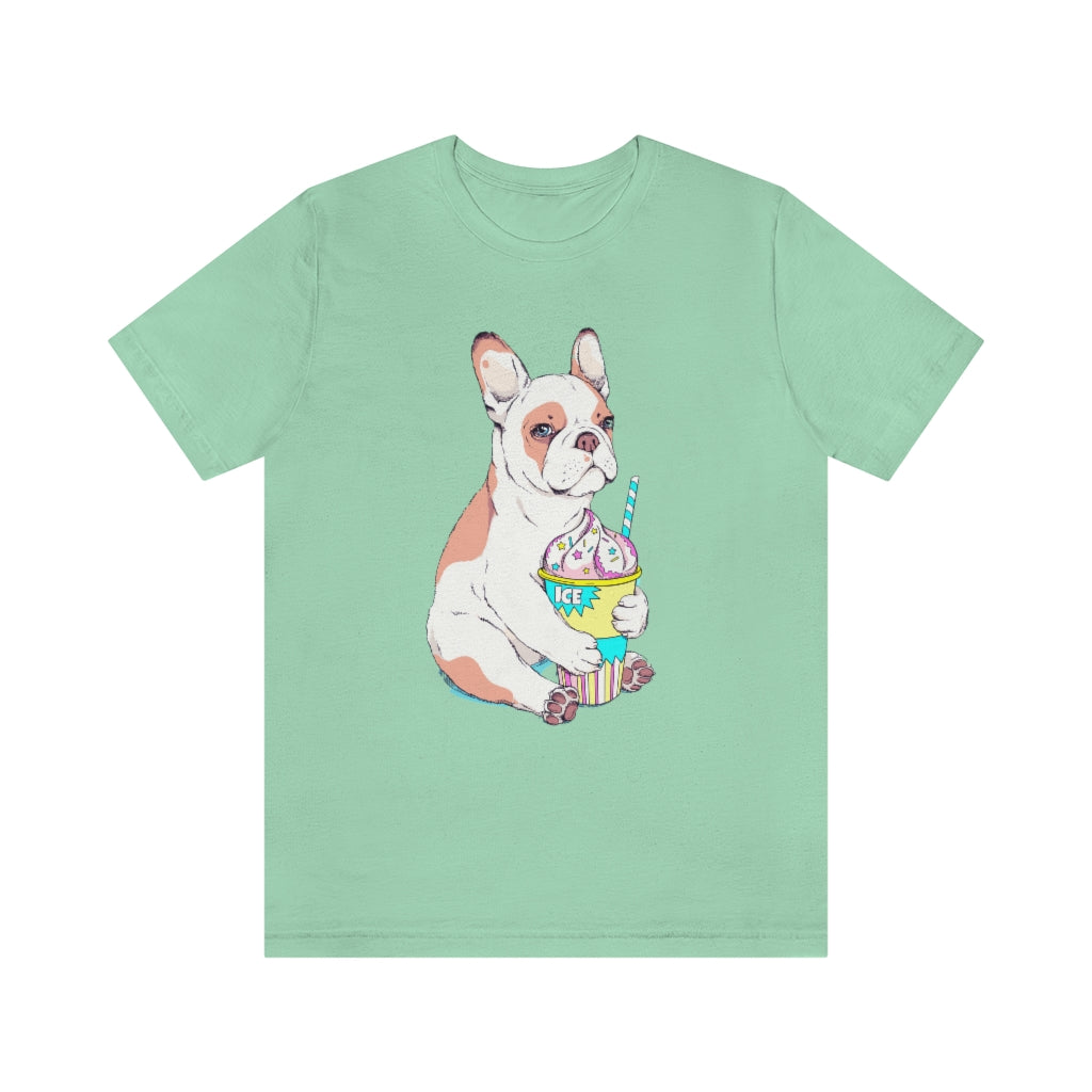Unisex Jersey Short Sleeve Tee "French bulldog & ice cream"