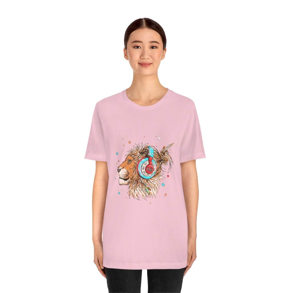 Unisex Jersey Short Sleeve Tee "Lion & headphones"