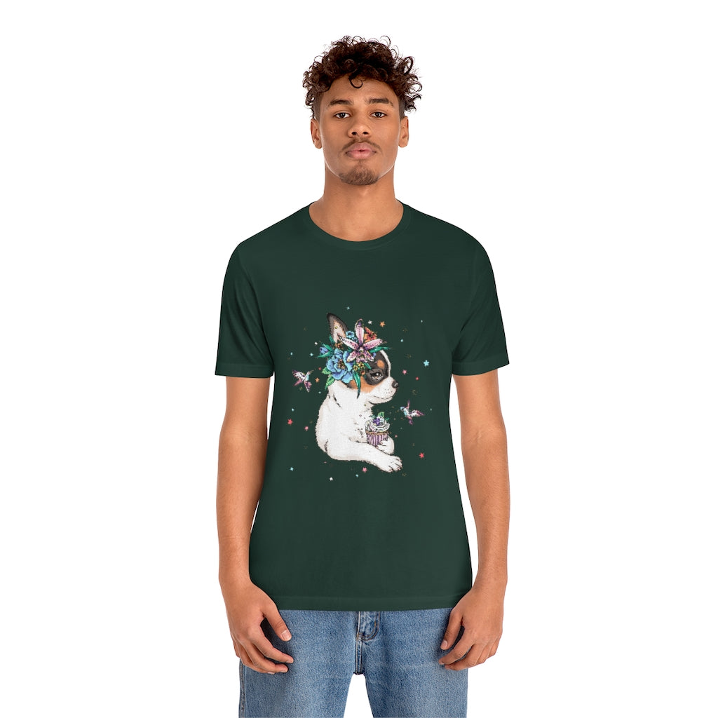 Unisex Jersey Short Sleeve Tee "Chihuahua puppy & cupcake"