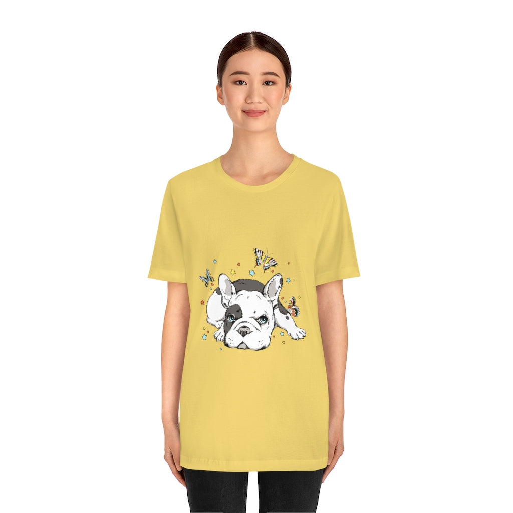 Unisex Jersey Short Sleeve Tee "French bulldog with butterflies"