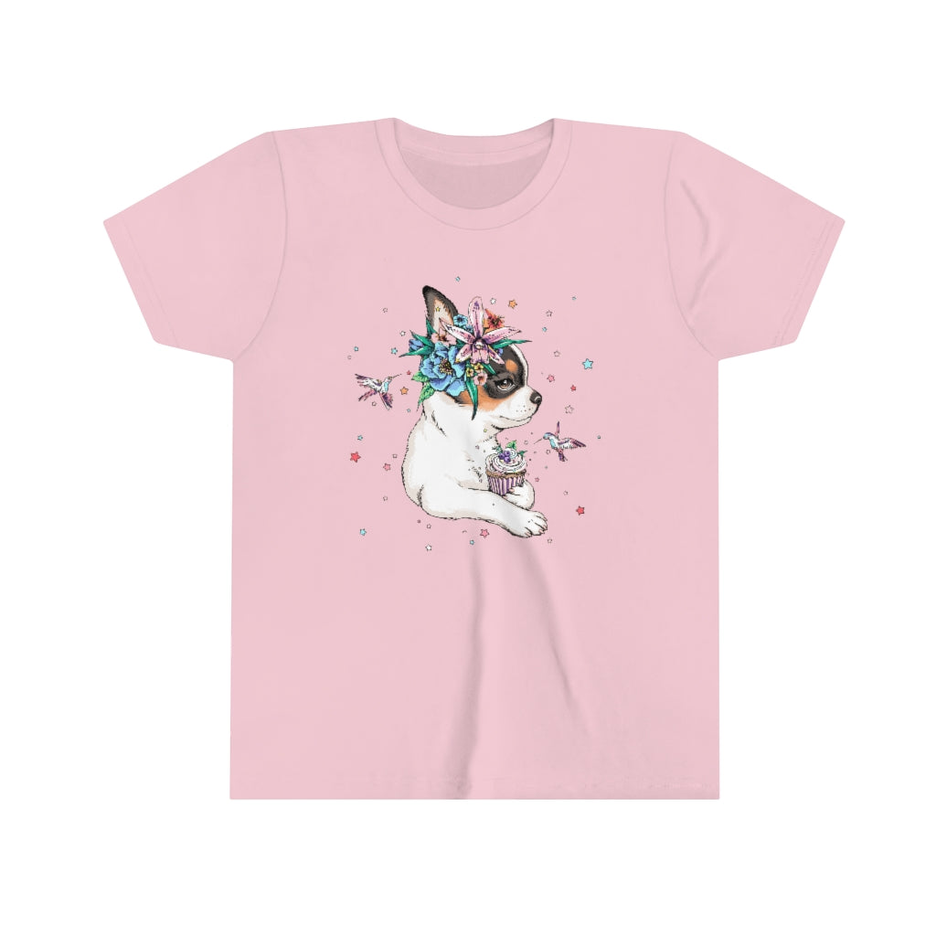 Youth Short Sleeve Tee "Chihuahua puppy & cupcake"