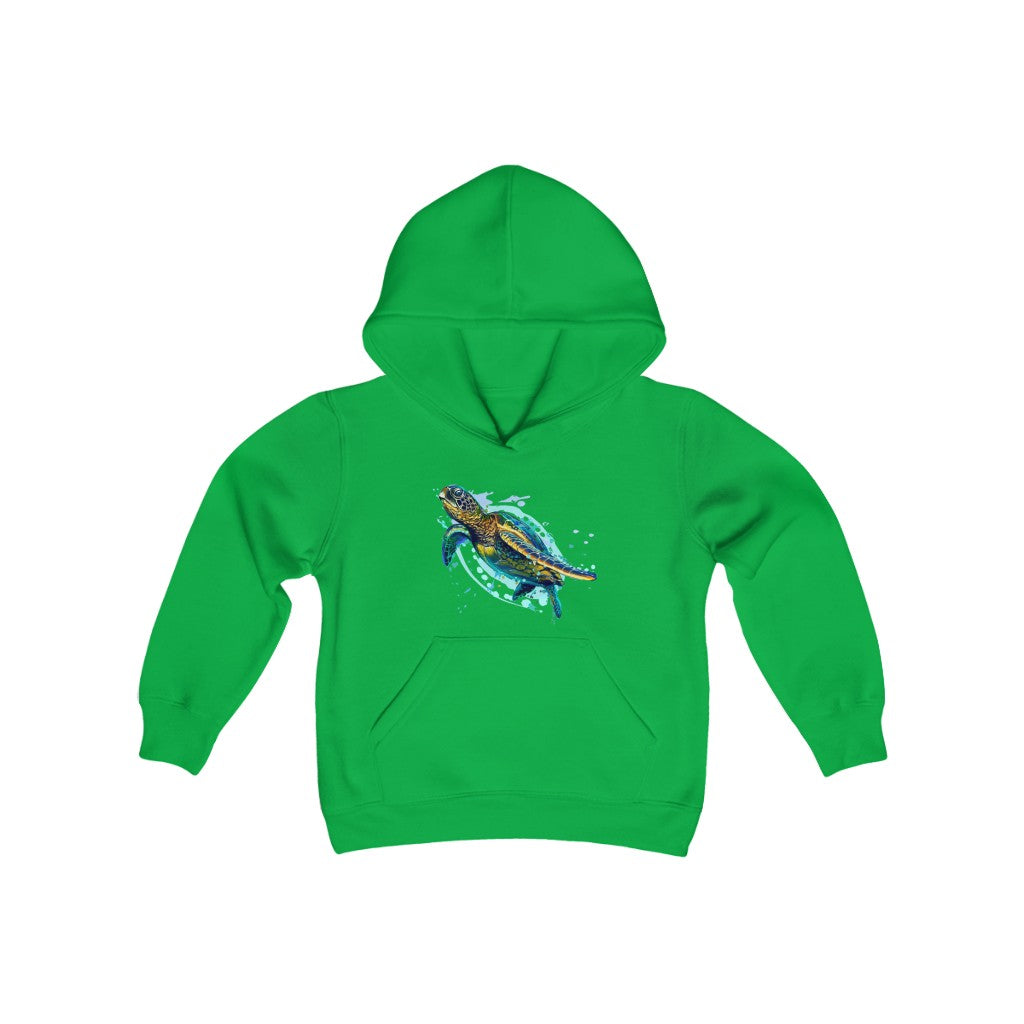 Youth Heavy Blend Hooded Sweatshirt "Sea colorful turtle"