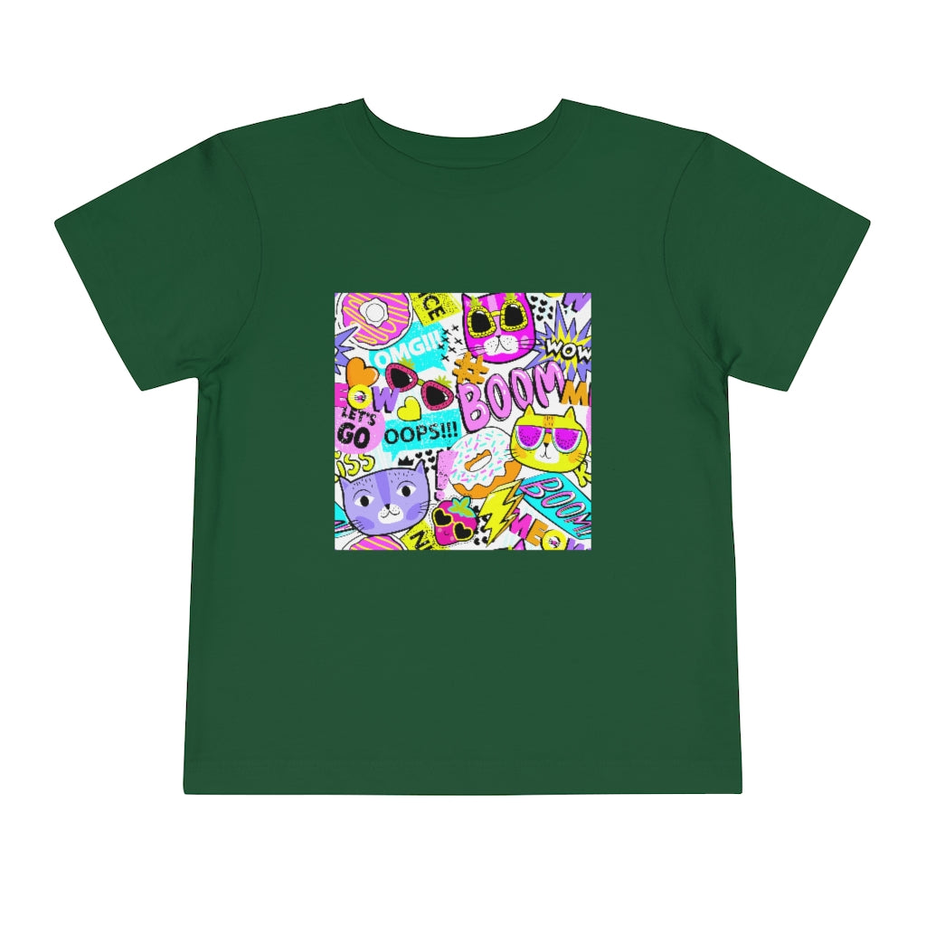 Kids Short Sleeve Tee "Funny cats in sunglasses Abstract pattern"