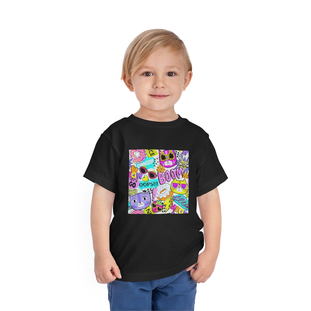 Kids Short Sleeve Tee "Funny cats in sunglasses Abstract pattern"