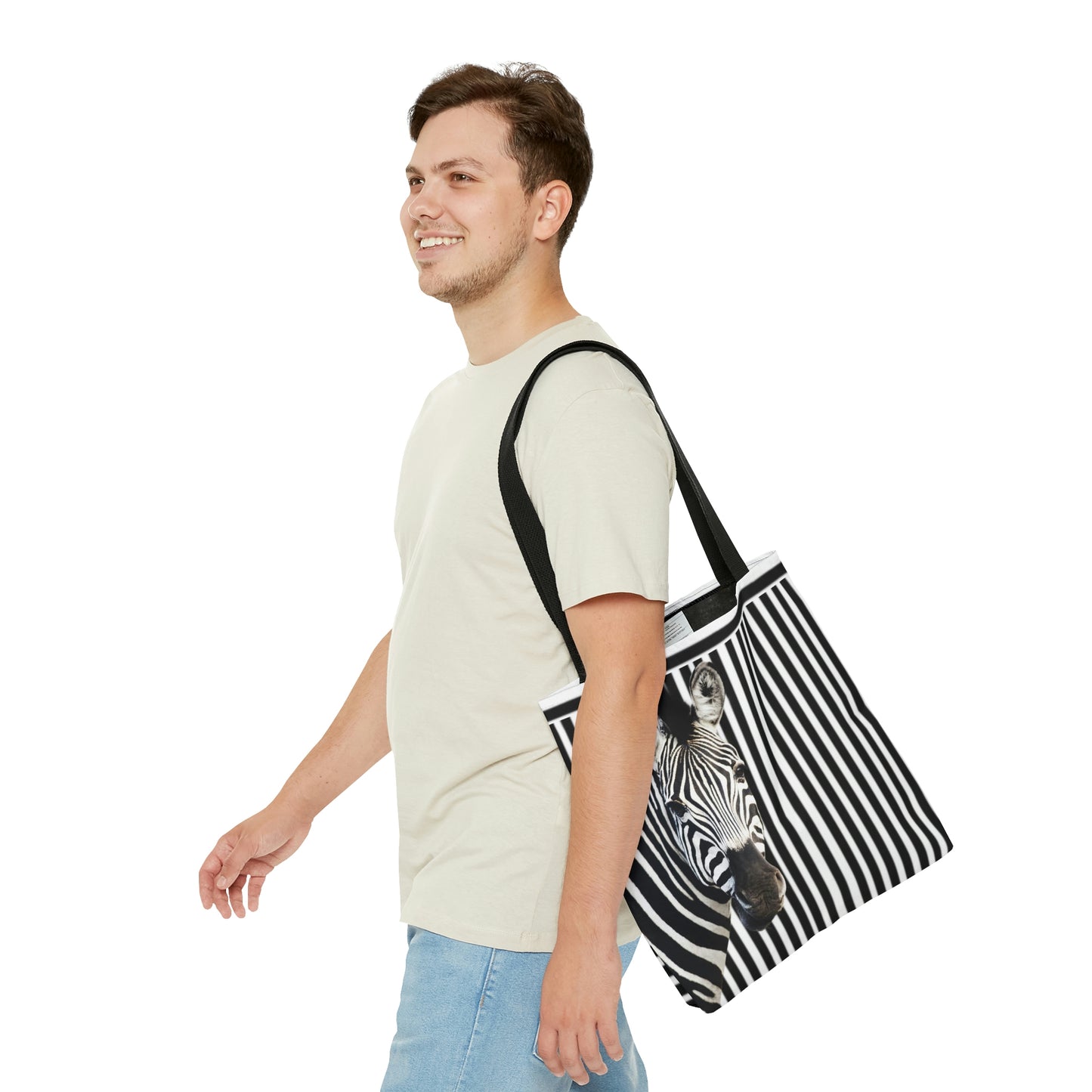 AOP Tote Bag "Zebra and striped background"