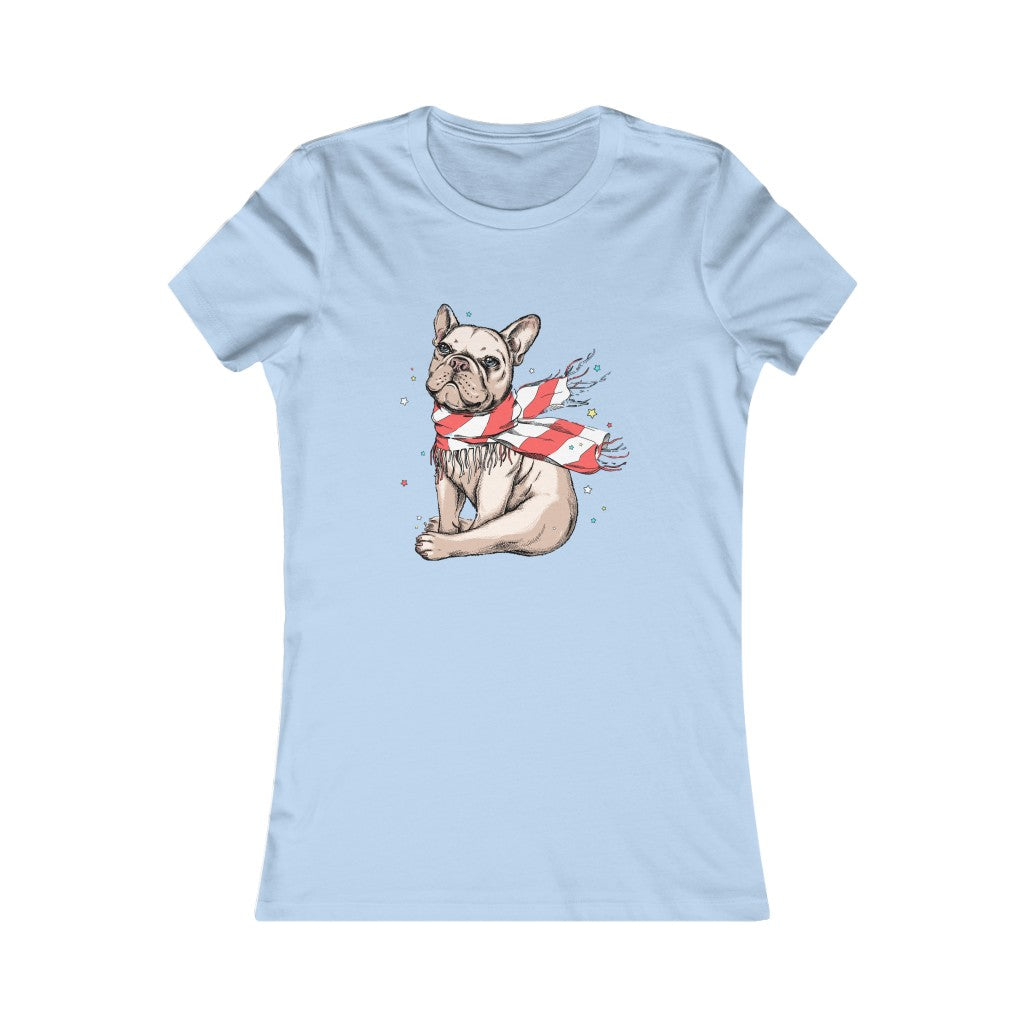 Women's Favorite Tee "French bulldog in a striped scarf"
