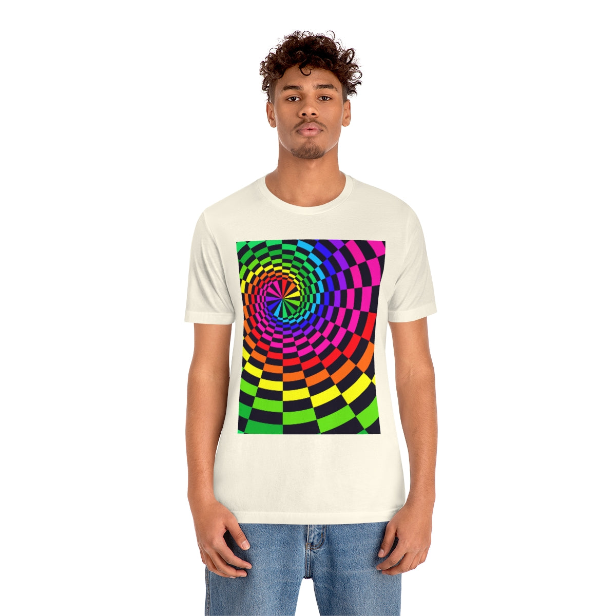 Unisex Jersey Short Sleeve Tee "Optical illusion Black Spirals of the Rectangles"